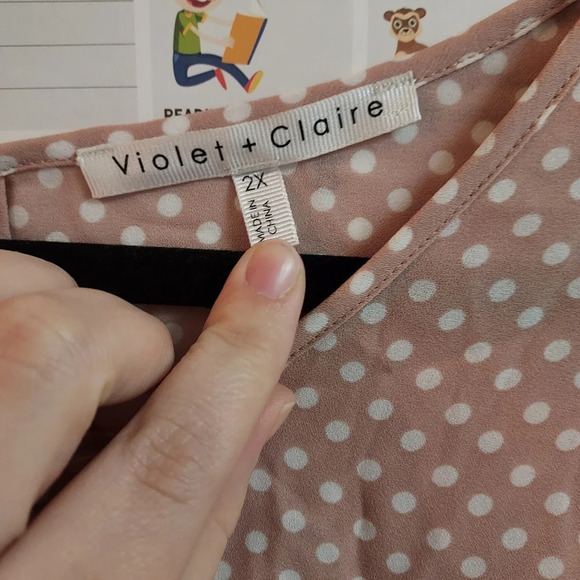 Violet & Claire Pink Polka Dot Blouse Size 2XL - Picture 2 of 11